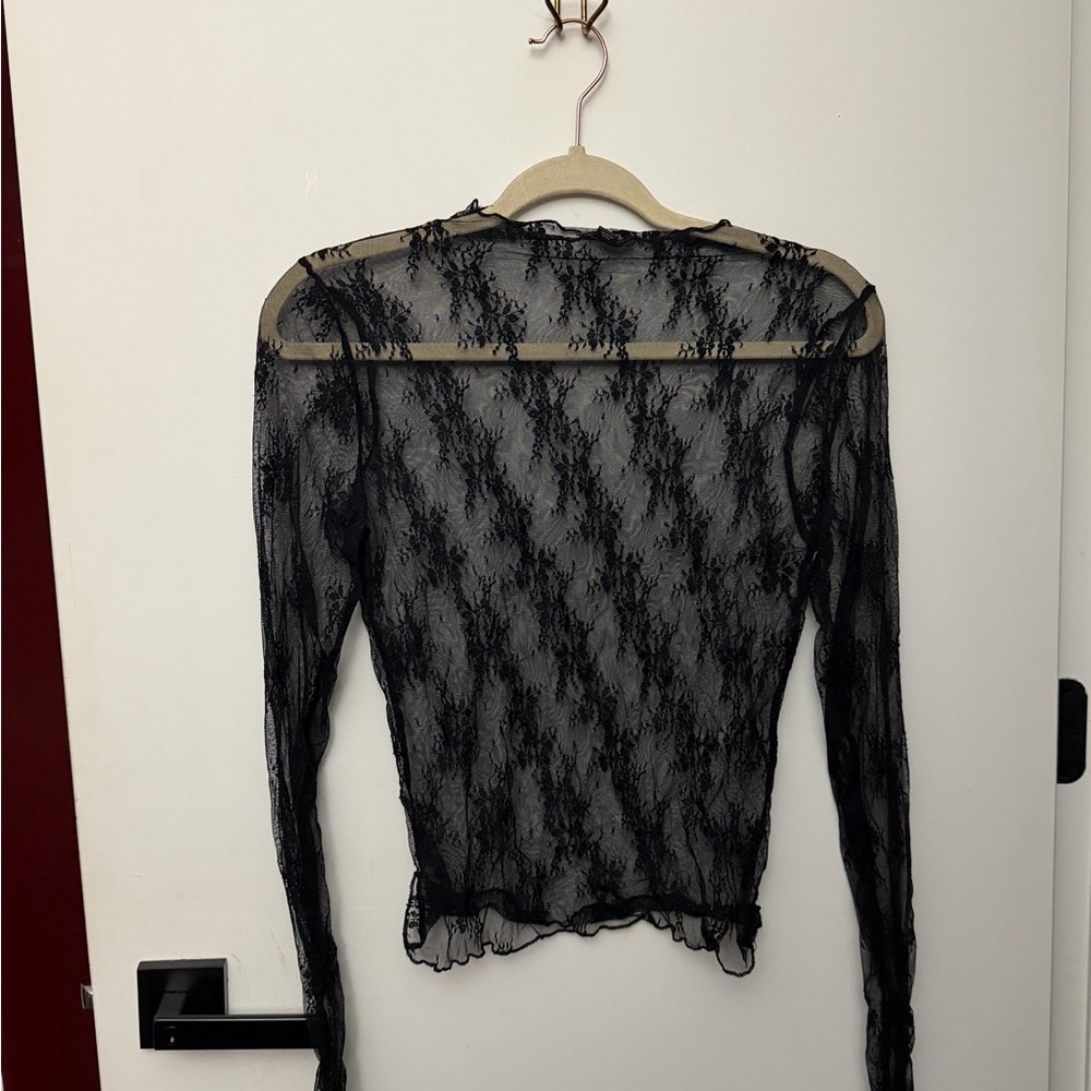 Wild Fable Black Sheer Lace Top